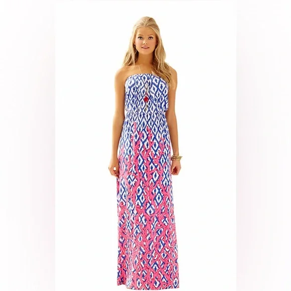 Lilly Pulitzer Marlisa Maxi Dress Iris Blue Deep Dive Little Fish Resort XS - Picture 1 of 6